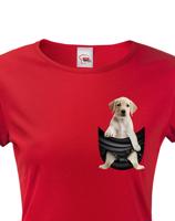Dámské tričko pro pejskařky s Labradorem v kapsičce - kvalitní tisk