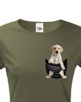 Dámské tričko pro pejskařky s Labradorem v kapsičce - kvalitní tisk