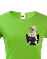 Dámské tričko pro pejskařky s Labradorem v kapsičce - kvalitní tisk