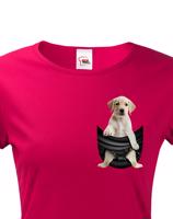 Dámské tričko pro pejskařky s Labradorem v kapsičce - kvalitní tisk