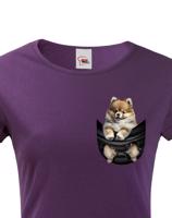 Dámské tričko pro pejskařky s Pomeranianem v kapsičce - kvalitní tisk