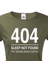 Dámské tričko pro programátory 404 sleep not found