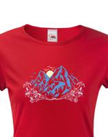 Dámské tričko pro turisty a cestovatele s potiskem alpských hor