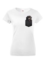 Dámské tričko Ruský černý teriér v kapsičce - kvalitní tisk a rychlé dodání