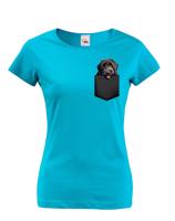 Dámské tričko Ruský černý teriér v kapsičce - kvalitní tisk a rychlé dodání