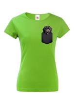 Dámské tričko Ruský černý teriér v kapsičce - kvalitní tisk a rychlé dodání