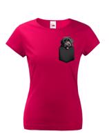 Dámské tričko Ruský černý teriér v kapsičce - kvalitní tisk a rychlé dodání