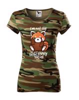 Dámské tričko s červenou pandou - I am not shy - tričko pro stydlivé