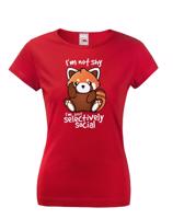 Dámské tričko s červenou pandou - I am not shy - tričko pro stydlivé