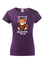 Dámské tričko s červenou pandou - I am not shy - tričko pro stydlivé