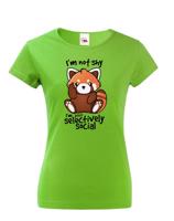 Dámské tričko s červenou pandou - I am not shy - tričko pro stydlivé