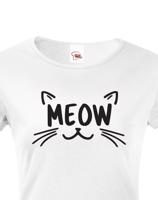 Dámské tričko s kočičím potiskem Meow - čupr tričko s kočkou