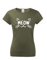 Dámské tričko s kočičím potiskem Meow - čupr tričko s kočkou