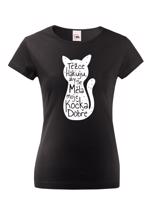 Dámské tričko s kočičím potiskem Těžce hákuji - originální dárek