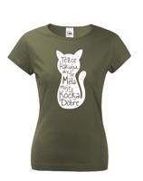 Dámské tričko s kočičím potiskem Těžce hákuji - originální dárek