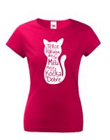 Dámské tričko s kočičím potiskem Těžce hákuji - originální dárek