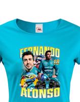 Dámské tričko s motivem závodníka F1 - Fernando Alonso - pro milovníky motosportu