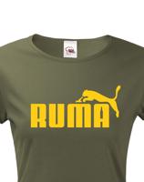 ★ Dámské tričko s oblíbeným motivem Ruma - vtipná parodie na značku Puma