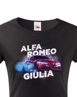 Dámské tričko s potiskem Alfa Romeo Giulia - tričko pro milovnice aut