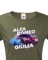 Dámské tričko s potiskem Alfa Romeo Giulia - tričko pro milovnice aut