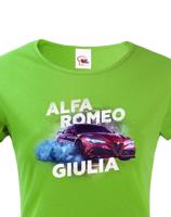 Dámské tričko s potiskem Alfa Romeo Giulia - tričko pro milovnice aut