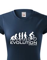 Dámské tričko s potiskem Evoluce cyklistiky. Nejoblíbenější motiv v kategorii.