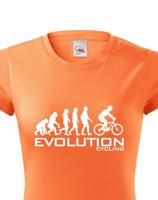 Dámské tričko s potiskem Evoluce cyklistiky. Nejoblíbenější motiv v kategorii.