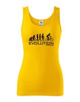 Dámské tričko s potiskem Evoluce cyklistiky. Nejoblíbenější motiv v kategorii.