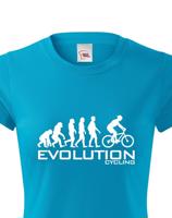 Dámské tričko s potiskem Evoluce cyklistiky. Nejoblíbenější motiv v kategorii.