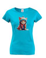 Dámské tričko s potiskem koťátka v oblečku - tričko pro milovníky koček