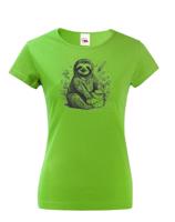 Dámské tričko s potiskem lenochoda a narozeninové párty