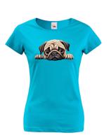 Dámské tričko s potiskem Mops -  tričko pro milovníky psů