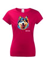 Dámské tričko s potiskem plemene Aljašský malamut s volitelným jménem