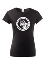 Dámské tričko s potiskem plemene American Akita kulatý motiv - pro milovníky psů