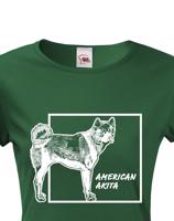 Dámské tričko s potiskem plemene American Akita - pro milovníky psů
