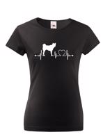 Dámské tričko s potiskem plemene American Akita tep - pro milovníky psů