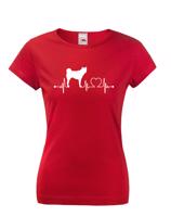 Dámské tričko s potiskem plemene American Akita tep - pro milovníky psů