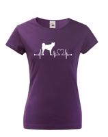 Dámské tričko s potiskem plemene American Akita tep - pro milovníky psů