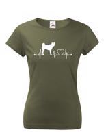 Dámské tričko s potiskem plemene American Akita tep - pro milovníky psů