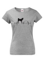 Dámské tričko s potiskem plemene American Akita tep - pro milovníky psů