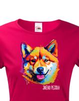 Dámské tričko s potiskem plemene Americká Akita s volitelným jménem