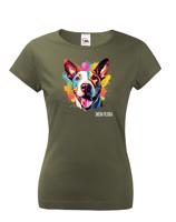 Dámské tričko s potiskem plemene Bulteriér s volitelným jménem