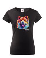 Dámské tričko s potiskem plemene Čau-čau s volitelným jménem