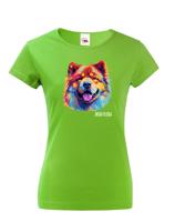 Dámské tričko s potiskem plemene Čau-čau s volitelným jménem