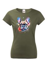 Dámské tričko s potiskem plemene Francouzský buldoček