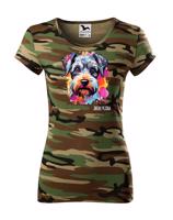 Dámské tričko s potiskem plemene Knírač malý s volitelným jménem