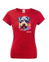 Dámské tričko s potiskem plemene Knírač malý s volitelným jménem