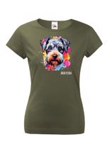 Dámské tričko s potiskem plemene Knírač malý s volitelným jménem