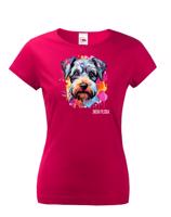 Dámské tričko s potiskem plemene Knírač malý s volitelným jménem