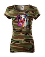 Dámské tričko s potiskem plemene Kolie s volitelným jménem